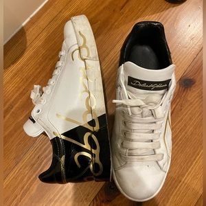 Leather dolce and Gabbana logo sneakers
